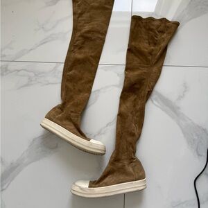 Rick Owens Brown Suede Over-the-Knee Sneakers